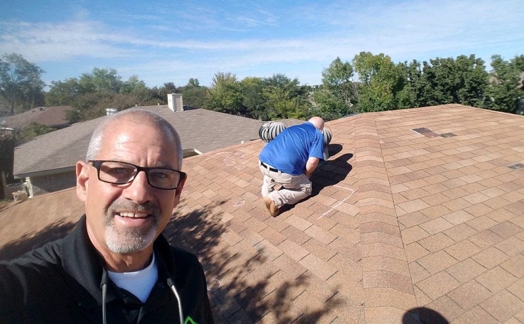 Gary inspecting a roof in Southlake TX