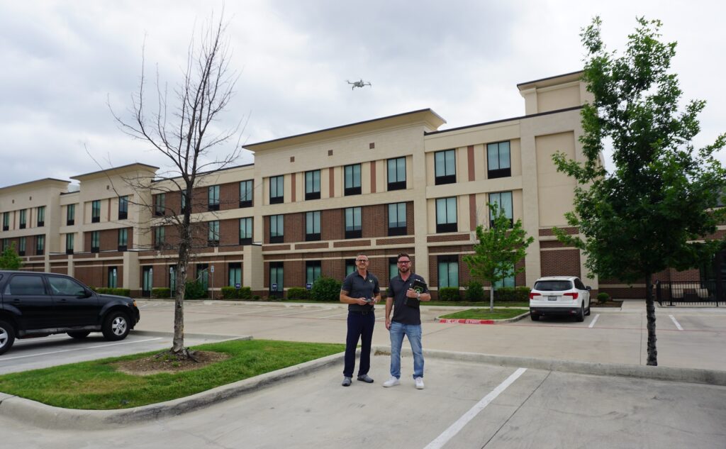 commercial roof drone inspection at Dallas hotel by CSI